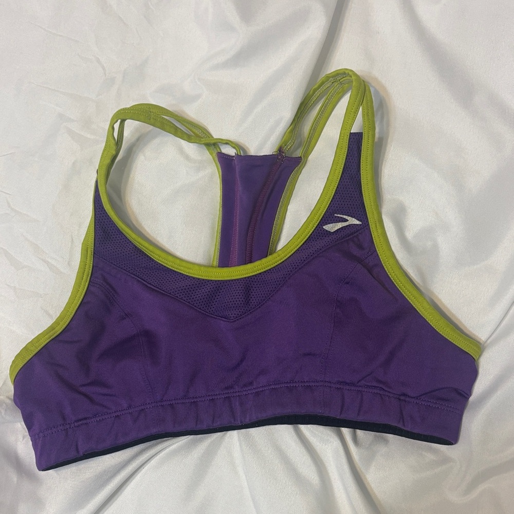 Brooks Purple and Green Sports Bra